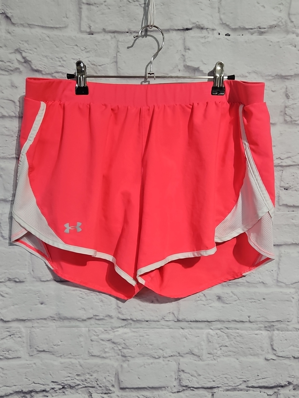 Under Armour Neon Pink Women's Athletic Shorts with White Trim